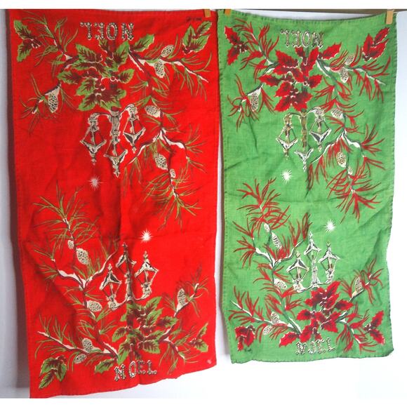 Vintage Noel Tea Towels Set of 2 - Picture 1 of 6